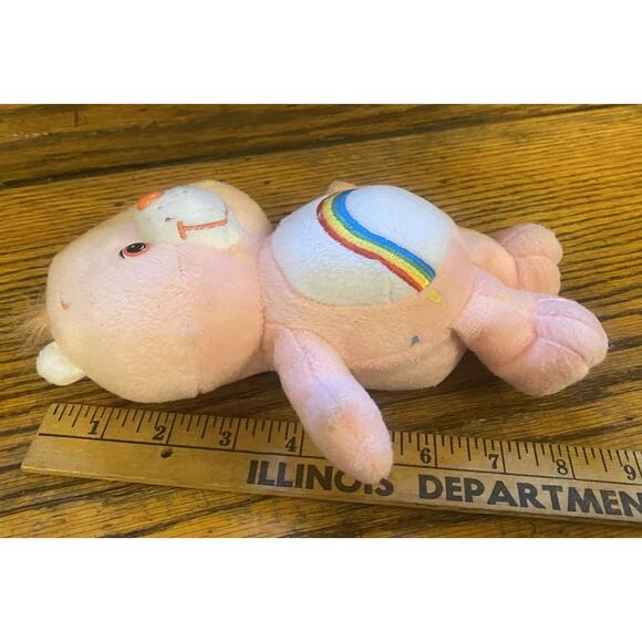Vintage 2002 Care Bears Cheer Bear Pink 8" Plush Stuffed Animal Hearts Rainbow - Picture 4 of 5